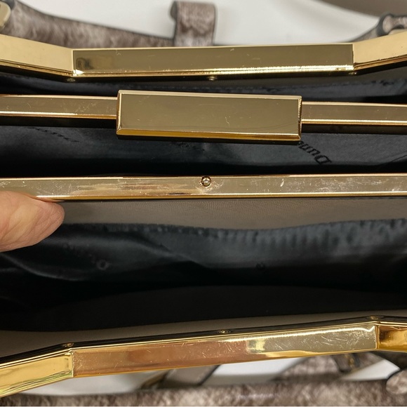 Dune London Purse Bag Satchel w/2Handles Beige w/Gold Accents Detachable Strap - Picture 11 of 16
